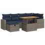 Set sofás jardín y cojines 7 pzas ratán sintético acacia negro de , Conjuntos de jardín - Ref: Foro24-3328006, Precio: 537,42...
