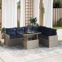 Set sofás jardín y cojines 7 pzas ratán sintético acacia negro de , Conjuntos de jardín - Ref: Foro24-3326332, Precio: 558,43...