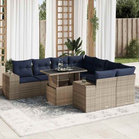 Comprar Set sofás jardín y cojines 9 pzas ratán