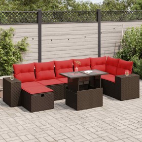 Comprar Set sofás jardín y cojines 8 pzas ratán