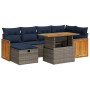 Set sofás jardín y cojines 7 pzas ratán sintético acacia negro | Foro24.es | Tu tienda online para hogar, jardín y más Foro24.es