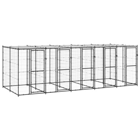 Perrera de exterior de acero con techo 12,1 m² de vidaXL, Casetas y cercados para perros - Ref: Foro24-3082252, Precio: 960,5...
