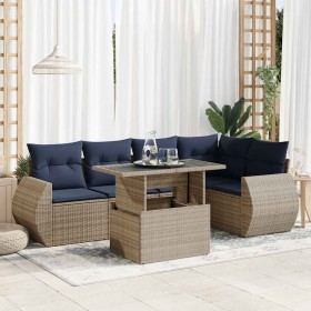 Comprar Set sofás jardín y cojines 6 pzas ratán