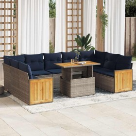 Comprar Set sofás jardín y cojines 10 pzas ratán