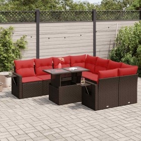 Comprar Set sofás jardín y cojines 9 pzas ratán