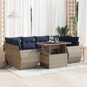 Comprar Set sofás jardín y cojines 7 pzas ratán