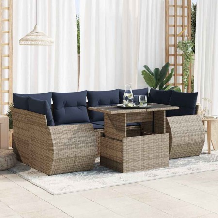 Set sofás jardín y cojines 7 pzas ratán sintético acacia gris | Foro24.es | Tu tienda online para hogar, jardín y más Foro24.es