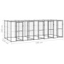 Perrera de exterior de acero con techo 12,1 m² de vidaXL, Casetas y cercados para perros - Ref: Foro24-3082252, Precio: 960,5...