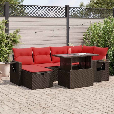 Set sofás jardín y cojines 7 pzas ratán sintético acacia negro | Foro24.es | Tu tienda online para hogar, jardín y más Foro24.es