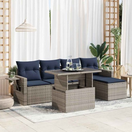 Set sofás jardín y cojines 6 pzas ratán sintético acacia negro de , Conjuntos de jardín - Ref: Foro24-3326462, Precio: 461,12...