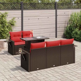 Comprar Set sofás jardín y cojines 6 pzas ratán