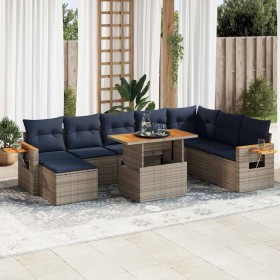 Set sofás jardín y cojines 10 pzas ratán sintético acacia gris de , Conjuntos de jardín - Ref: Foro24-3327638, Precio: 683,76...