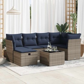 Set de sofás de jardín 7 pzas con cojines ratán sintético gris de , Conjuntos de jardín - Ref: Foro24-3325297, Precio: 515,24...