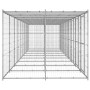 Perrera de exterior de acero galvanizado con techo 21,78 m² de vidaXL, Casetas y cercados para perros - Ref: Foro24-3082278, ...