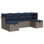Set de muebles de jardín 6 pzas y cojines ratán sintético gris | Foro24.es | Tu tienda online para hogar, jardín y más Foro24.es