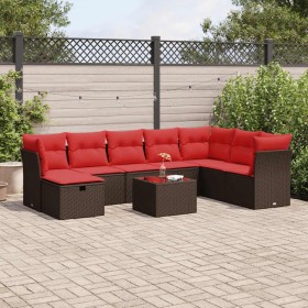 Comprar Set de sofás de jardín 9 pzas y cojines