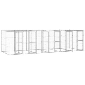 Perrera de exterior de acero galvanizado 14,52 m² de vidaXL, Casetas y cercados para perros - Ref: Foro24-3082286, Precio: 91...