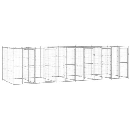 Perrera de exterior de acero galvanizado 14,52 m² de vidaXL, Casetas y cercados para perros - Ref: Foro24-3082286, Precio: 91...