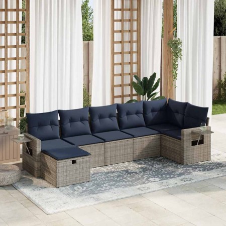 Set de sofás de jardín 7 pzas con cojines ratán sintético gris de , Conjuntos de jardín - Ref: Foro24-3325507, Precio: 528,81...