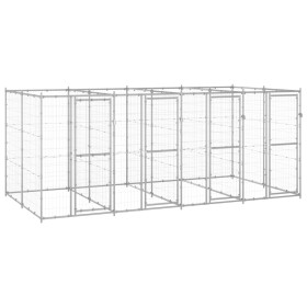 Perrera de exterior de acero galvanizado 9,68 m² de vidaXL, Casetas y cercados para perros - Ref: Foro24-3082284, Precio: 623...