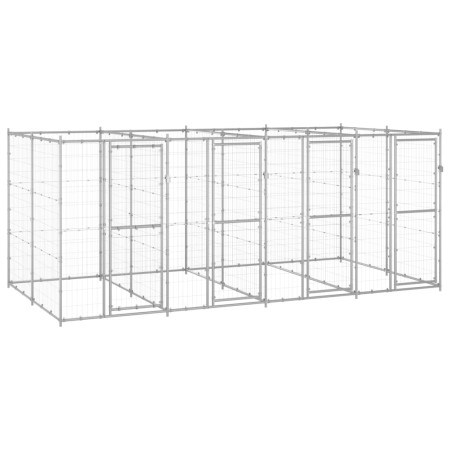 Perrera de exterior de acero galvanizado 9,68 m² de vidaXL, Casetas y cercados para perros - Ref: Foro24-3082284, Precio: 623...
