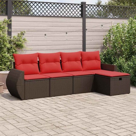 Set comedor de jardín 5 piezas y cojines ratán sintético marrón | Foro24.es | Tu tienda online para hogar, jardín y más Foro24.es