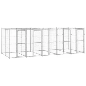 Perrera de exterior de acero galvanizado 12,1 m² de vidaXL, Casetas y cercados para perros - Ref: Foro24-3082285, Precio: 773...