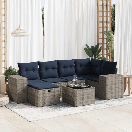 Set de sofás de jardín 7 pzas con cojines ratán sintético gris | Foro24.es | Tu tienda online para hogar, jardín y más Foro24.es
