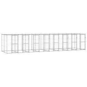 Perrera de exterior de acero galvanizado con techo 19,36 m² de vidaXL, Casetas y cercados para perros - Ref: Foro24-3082277, ...
