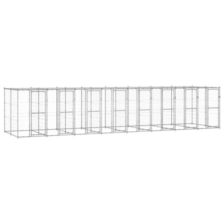 Perrera de exterior de acero galvanizado con techo 19,36 m² de vidaXL, Casetas y cercados para perros - Ref: Foro24-3082277, ...