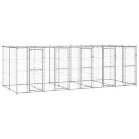 Perrera de exterior de acero con techo 12,1 m² de vidaXL, Casetas y cercados para perros - Ref: Foro24-3082274, Precio: 866,7...