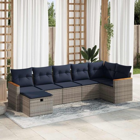 Set de sofás de jardín 7 pzas con cojines ratán sintético gris | Foro24.es | Tu tienda online para hogar, jardín y más Foro24.es
