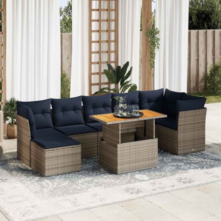 Set de sofás de jardín y cojines 8 piezas ratán sintético gris de , Conjuntos de jardín - Ref: Foro24-3326959, Precio: 612,62...