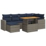 Set de sofás de jardín 7 pzas con cojines ratán sintético gris de , Conjuntos de jardín - Ref: Foro24-3327064, Precio: 536,43...