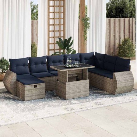 Juego Sofá Jardín 9 Piezas con Cojines Marrón Poli Ratán Acacia | Foro24.es | Tu tienda online para hogar, jardín y más Foro24.es