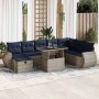 Juego Sofá Jardín 9 Piezas con Cojines Marrón Poli Ratán Acacia | Foro24.es | Tu tienda online para hogar, jardín y más Foro24.es