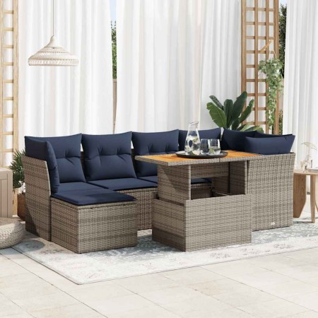 Set de sofás de jardín 7 pzas con cojines ratán sintético gris de , Conjuntos de jardín - Ref: Foro24-3326952, Precio: 548,86...