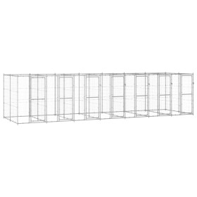 Perrera de exterior de acero galvanizado 16,94 m² de vidaXL, Casetas y cercados para perros - Ref: Foro24-3082287, Precio: 1,...