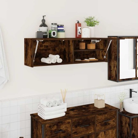 Mueble pared baño madera ingeniería roble ahumado 100x25x30cm de , Tocadores de baño - Ref: Foro24-860098, Precio: 55,53 €, D...