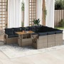 Set de sofás de jardín 11 pzas y cojines ratán sintético gris de , Conjuntos de jardín - Ref: Foro24-3327204, Precio: 903,33 ...