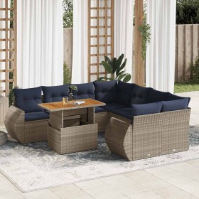 Set de sofás de jardín con cojines 9 pzas ratán sintético gris de , Conjuntos de jardín - Ref: Foro24-3327246, Precio: 736,88...