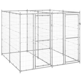 Perrera de exterior de acero galvanizado 4,84 m² de vidaXL, Casetas y cercados para perros - Ref: Foro24-3082282, Precio: 346...