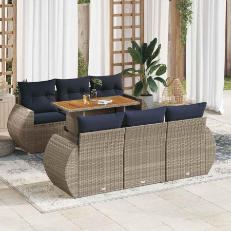 Set de sofás de jardín 7 pzas con cojines ratán sintético gris | Foro24.es | Tu tienda online para hogar, jardín y más Foro24.es