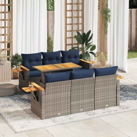 Set de sofás de jardín 7 pzas con cojines ratán sintético gris | Foro24.es | Tu tienda online para hogar, jardín y más Foro24.es