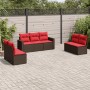Juego de sofás de jardín 7 piezas con cojines ratán PE marrón de , Sofás modulares de exterior - Ref: Foro24-3251171, Precio:...