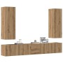 Muebles de TV de pared 5 uds madera ingeniería roble artesanal de , Muebles TV - Ref: Foro24-3328960, Precio: 213,96 €, Descu...