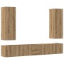 Muebles de TV de pared 5 uds madera ingeniería roble artesanal de , Muebles TV - Ref: Foro24-3328960, Precio: 213,96 €, Descu...