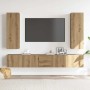 Muebles de TV de pared 5 uds madera ingeniería roble artesanal de , Muebles TV - Ref: Foro24-3328960, Precio: 213,96 €, Descu...