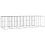 Perrera de exterior de acero galvanizado con techo 14,52 m² de vidaXL, Casetas y cercados para perros - Ref: Foro24-3082275, ...