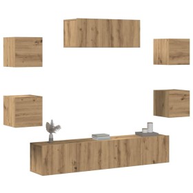 Mueble para TV de pared 7 piezas roble artesanal de , Muebles TV - Ref: Foro24-3329208, Precio: 200,69 €, Descuento: %